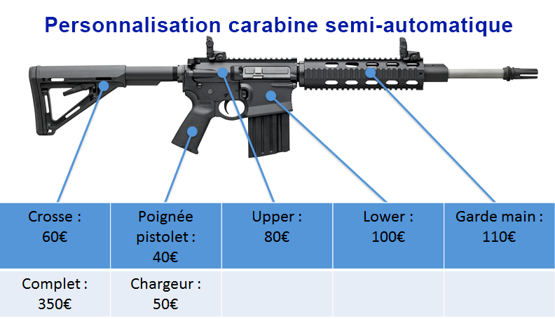 Tarifs personnalisation carabine semi-automatique peinture - site armurerie TPC