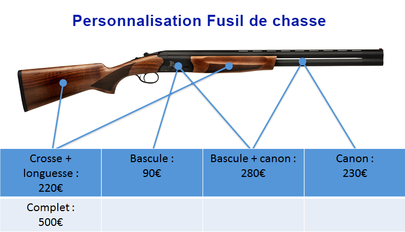 Tarifs personnalisation fusil de chasse peinture - site armurerie TPC